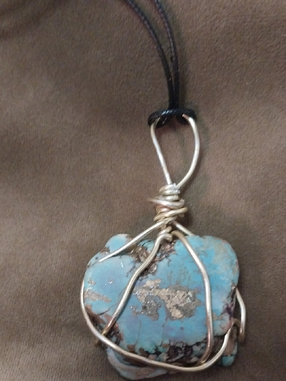 Handcrafted Turquoise Stone Pendant Necklace - Unbranded